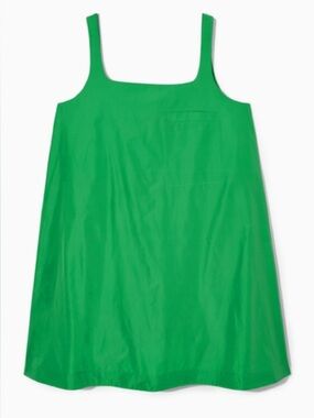 COS Bright Kelly Green Square Neck Contrast-Panel Mini Shift Dress Size Large